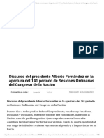 Discurso Del Presidente Alberto Fernández en La Apertura Del 141 Período de Sesiones Ordinarias Del Congreso de La Nación