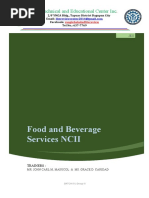 Food and Beverage Services NCII: Lite Technical and Educational Center Inc