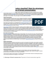 How Is Communication Classified? State The Advantages and Disadvantages of Formal Communication