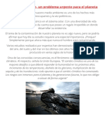 La Contaminación, Un Problema Urgente para El Planeta