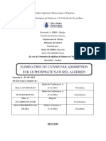 Elimination Du Cuivre Par Adsorption Sur Le Phosphate Naturel Algerien.