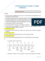 Reponse Au Questionnaire Cours Biologie Cellulaire 1ere Annee Pharmacie