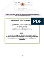 Reglement de Consultation: Appel D'offres Ouvert Sur Offres de Prix #8/2021/DRAGSI Du 25 Novembre 2021 À 11 Heures