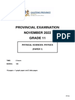 GR 11 Physical Sciences P1 (English) November 2022 Question Paper