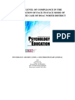 Schools' Level of Compliance in The Implementation of Face-To-Face Mode of Learning The Case of Boac North District