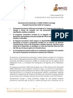 Comunicado 64 Secretar A de Hacienda y CR Dito P Blico Entrega Paquete Econ Mico 2023 Al Congreso