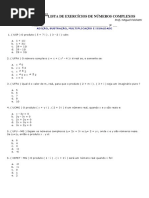 Lista de NÚMEROS COMPLEXOS