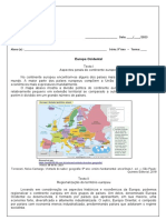 Trabalho - Europa 9º Ano. 2º Trimestre