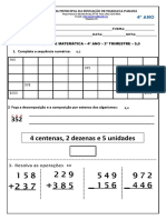 Avaliação Matematica - 4 Ano - 2 Trimestre.