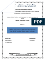 Analyse de La Structure Financière D'une Entreprise Cas BMT-Terminal Méditerranéen de Bejaia