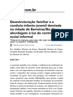 Desestruturação Familiar e A Conduta Infanto-Juvenil Desviada Na Cidade de Barreiras/Ba: Uma Abordagem À Luz Do Controle Social Informal