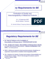 Regulatory Requirements For BE: Evaluation of Quality and Interchangeability of Medicinal Products