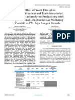 The Effect of Work Discipline, Work Environment and Transformational Leadership On Employee Productivity With Organizational Effectiveness As Mediating Variable in CV. Jaya Bangun Persada