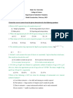 Model Exam For Industrial Chemistry Students