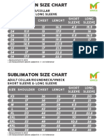 Sublimation Size Chart