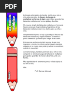 LA TABLA DE MULTIPLICAR en Lapiz