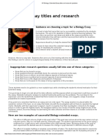 DP Biology - Extended Essay Titles and Research Questions