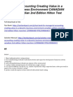 Managerial Accounting Creating Value in A Dynamic Business Environment CANADIAN EDITION Canadian 2nd Edition Hilton Test Bank 1