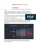 Healthy Work-Life Balance Brings Positive Outcomes