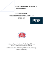 Department of Computer Science & Engineering: Lab Manual of Wireless Communication Lab ETEC 463