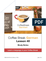 Coffee Break German. Lesson 40. Study Notes