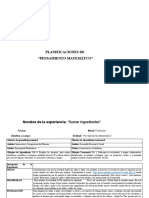 Planificaciones Del Nivel de Prekinder de Pensamiento Matemático 2023