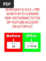 Make Easy $1000+ Per Month With A Brand New Instagram, Tiktok or Youtube Account On Autopilot