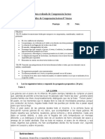 Control de Comprensión Lectora 8vo Básico