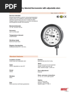 Model: T190: Process Industry Bimetal Thermometer With Adjustable Stem