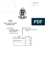 2018 Year 7 Half Yearly Paper