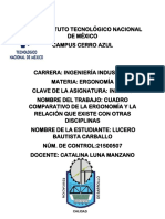 Cuadro Comparativo de La Ergonomía y La Relación Que Existe Con Otras Disciplinas