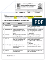 Grade (9) Semester (1st) Unit (2) Vocabulary Handout