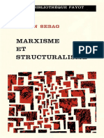 (Bibliothèque Scientifique - Collection Science de L'homme - Dirigée Par Le Dr. G. Mendel) Lucien Sebag - Marxisme Et Structuralisme-Payot (1964)