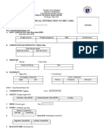 Physical Fitness Test Score Card