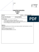 Prueba Final Matemática 6to