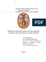 Desarrollo Económico Productivo Del Distrito de Curahuasi - Provincia Abancay - Región Apurímac