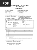 Government Polytechnic Gadchiroli Faculty Profile: Sr. No. Degree Held University Year of Passing Specialization