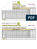 Learners Individual Record Card Back