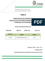 Fisica: Portafolio de Evidencia. Reporte de La Actividad Fundamental 1: Problemas de Cinemática