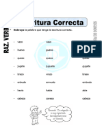 Ficha de Escritura Correcta para Segundo de Primaria