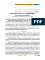 Academic Stress in Relation To Academic Performance of High School Students in The New Normal Education