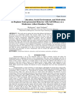 The Influence of Education, Social Environment, and Motivation On Beginner Entrepreneurial Behavior With Self Efficacy As A Moderator (Albert Bandura Theory)