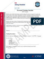 CTPAT Job Aid - Personnel Training Checklist Sample - October 2021