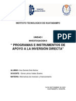 Programas e Instrumentos de Apoyo A La Inversión Directa