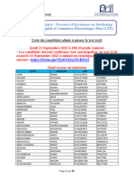 L.EXCELLENCE MMDCE - BAC+2.TN - Liste Affichage Admis Au TEST ECRIT