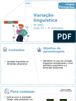 Variação Linguística: 9º ANO Aula 37 - 3º Bimestre