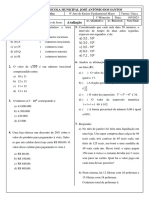 1 Avaliação de Matemática - 9º ANO - 1º Bimestre