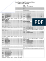 University of Engineering & Technology, Lahore: Unofficial Transcript