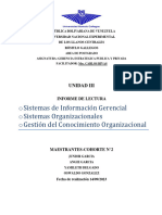 Unidad Iii Sig Gestion Del Conoc Org y Sist Organizacionales. Informe de Lectura