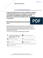 Long Term Effectiveness of The Midwifery Initiated Oral Health Dental Service Program On Maternal Oral Health Knowledge Preventative Dental